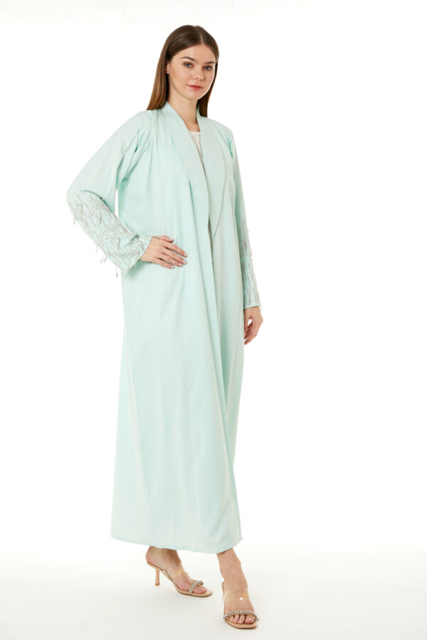 Green Korean Nida Hand Embellished Abaya