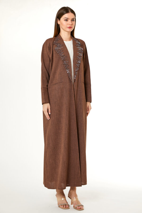 Brown Melange Hand Embellished Abaya