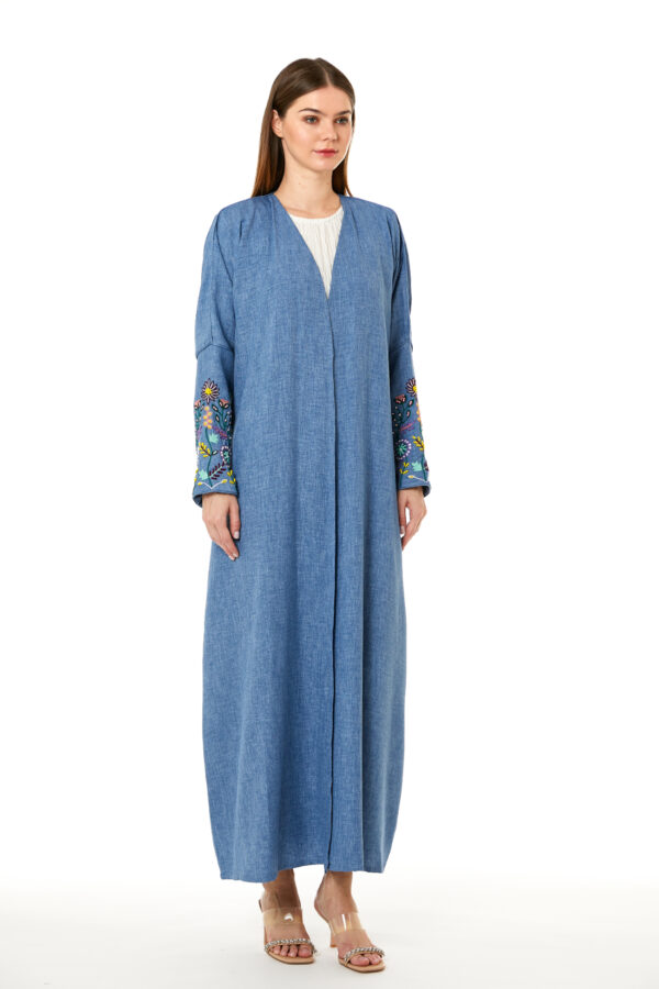 Blue CEY Melange Embroidered Abaya