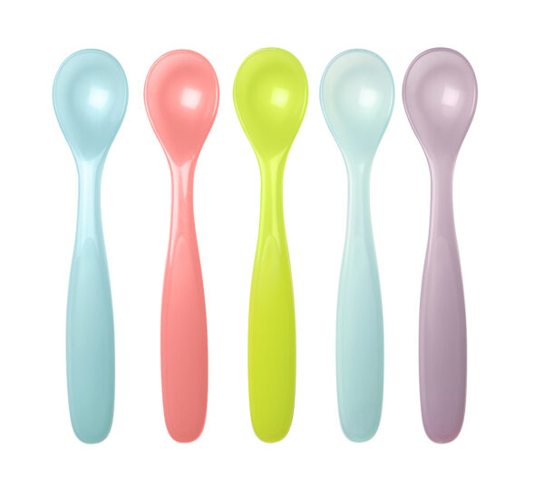 Badabulle – Flexible Spoons x5 | Easy Grip, Lightweight | BPA-free, Dishwasher & Microwave Safe, Encourage Babies Self Feeding, Gum Friendly | Multicolor