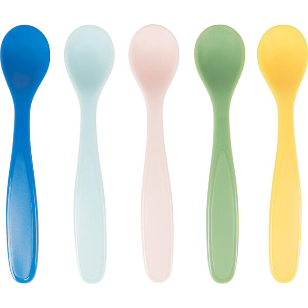 Badabulle – Set of 5 Soft Baby Spoons | Feeding for Toddlers – 6 MONTHS+ | Pastel – Multicolour