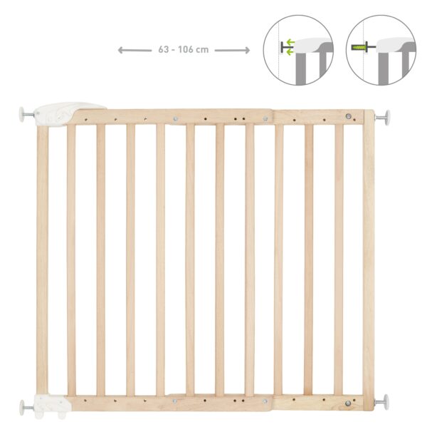 Badabulle – Deco Pop Wooden Extending Safety Gate | 63 to 106cm Wide | Pressure fit or Screw Mounted