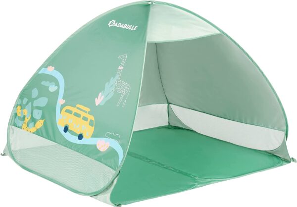 Badabulle – Anti-UV Baby Tent | Large Beach Tent, High Sun Protection SPF 50+ for Toddlers | Pop-Up System – Green