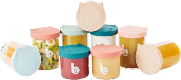 Babymoov – ISY BOWLS – set of 6 x 250ml + 3 x 120ml Superior Glass Baby Food Storage Containers | Small Glass Jars with Airtight Lids