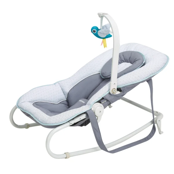 Babymoov – Graphik Baby Bouncer | Rocker Chair, Reclining Backrest, Removable & Adjustable Head Support | Cosy Cushioned Seats for Newborns | Blue, 0+