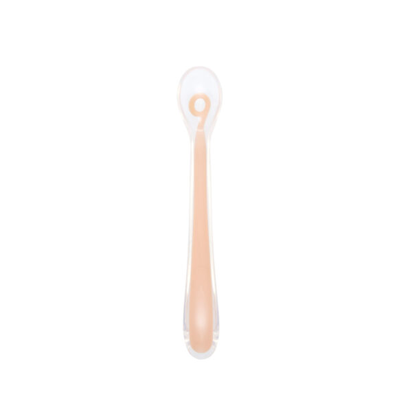 Babymoov – Silicon Spoon | BPA-free, Dishwasher & Microwave Safe | Soft & Flexible for Delicate Gums, Training Feeding Spoon, Food Spoons | Peach, 0+