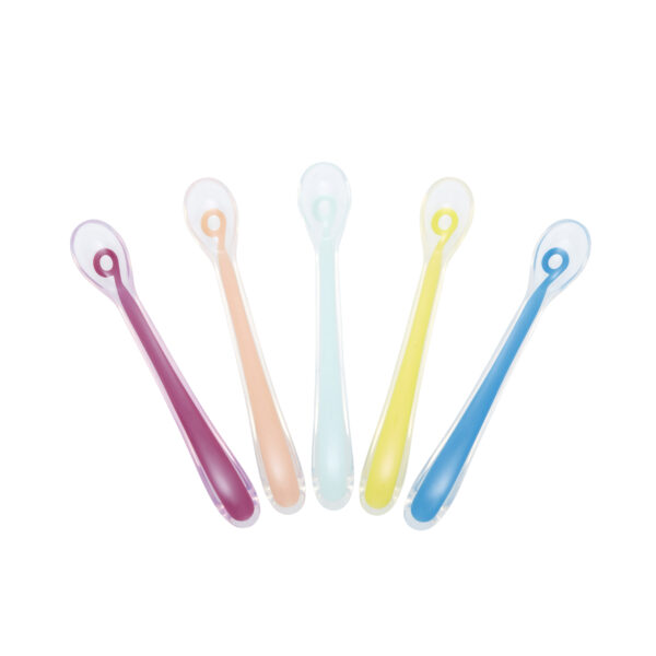 Babymoov – Set of 5 Silicon Spoons | Multicolor, BPA-free, Dishwasher & Microwave Safe, Encourage Babies Self Feeding, Gum Friendly  | Soft & Flexible for Delicate Gums | Ages 0+