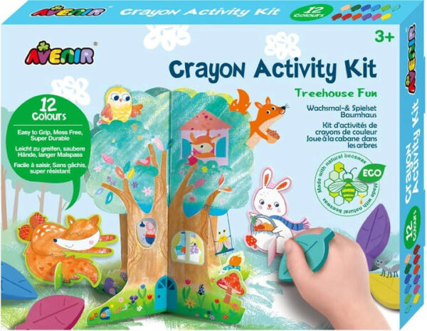 Avenir Crayon Activity Kit – Treehouse Fun | Thoughtfully Designed Crayons for Little Hands, Mess-Free and Durable | Safe and Eco-Friendly Natural Beeswax Crayons for Kids 3+