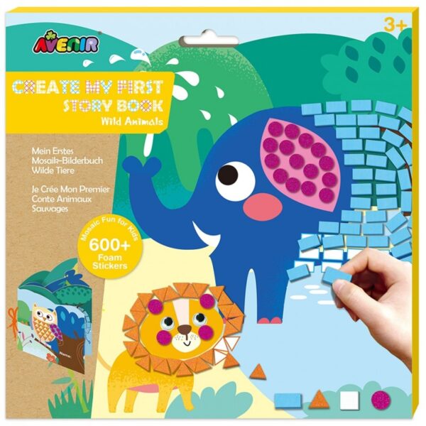 Avenir Create My First Story Book – Wild Animals | Mosaic Junior Kit: Fun DIY Activity for Kids – Improve Coordination and Perception of Colors | Ideal gift for Kids 3+