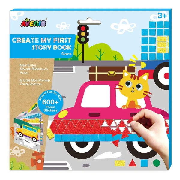 Avenir Create My First Story Book – Cars | Mosaic Junior Kit: Fun DIY Activity for Kids – Improve Coordination and Perception of Colors | Ideal gift for Kids 3+