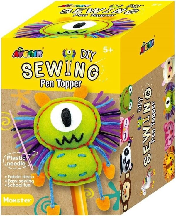 Avenir Sewing Pen Topper – Monster | DIY Pen Topper Friend Sewing Kit – Hours of Entertainment & Creativity | Tools & Instructions Included, Easy and Fun Activity for Kids +