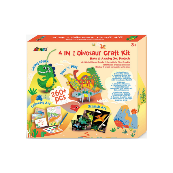 Avenir 4 in 1 Dinosaur Craft Kit | Craft Imaginative Dinosaurs , Spark Creativity, Imagination & Cognitive Development | Age 3+