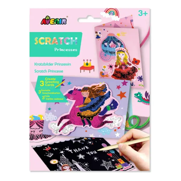 Avenir Scratch – Princesses | Arts & Crafts, Greeting Cards Set | Make Beautiful Greetings Cards | Scratch Art 3+