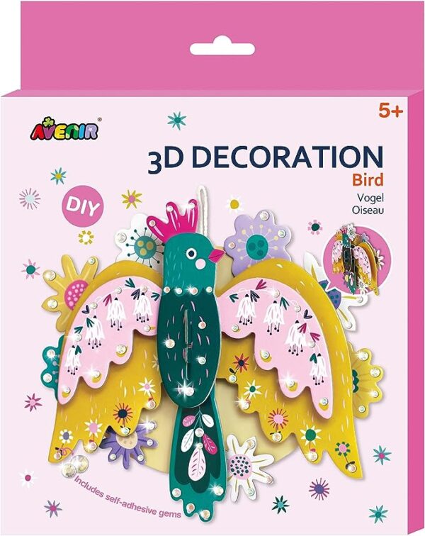 Avenir 3D Decoration – Bird Kit | Turn Your Wall into a Zoo! Create 3D Decorations with Pre-Cut Cardboard Puzzle Pieces | Thoughtful and Creative Gift Option for Kids 3+