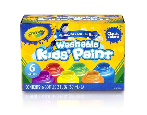 6 ct. Washable Kids’ Paint, 2-oz. Bottles, Assorted Colors – Non-Peggable