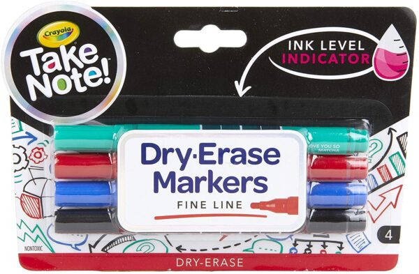 Low Odor Dry Erase Markers, Fine Tip, 4 Count