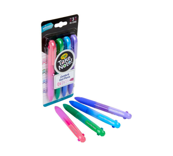 Crayola Take Note Washable Gel Pens, Ombre, 4 Count