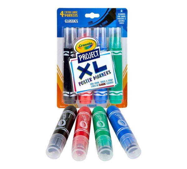 Crayola XL Poster Markers, Classic Colors, 4 Count