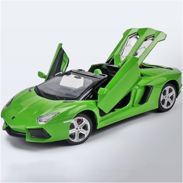 Lamborghini Aventador Roadster – Green | Die-Cast Replica, Ultimate Collector’s Item, Hyper Cars | Interact with Doors & Hoods – Pull Back Collection with Lights & Sounds | Size – 1:32, For Kids 3+