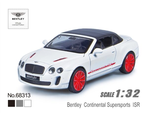 Bentley Continental Super Sports ISR – White | Die-Cast Replica, Ultimate Collector’s Item, Luxury Cars | Interact with Doors & Hoods – Pull Back Collection with Lights & Sounds | Size – 1:32, For Kids 3+