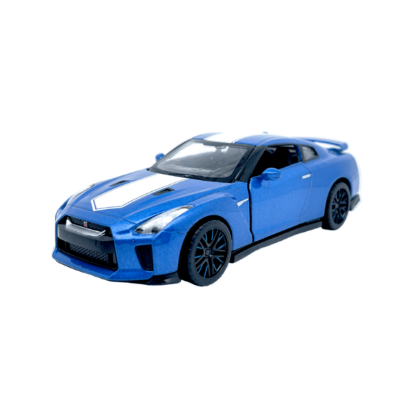 Nissan GT-R (R35) – Blue | Die-Cast Replica, 50th Anniversary – Ultimate Collector’s Item, Limited Edition | Interact with Doors & Hoods – Pull Back Collection with Lights & Sounds | Size – 1:32, For Kids 3+