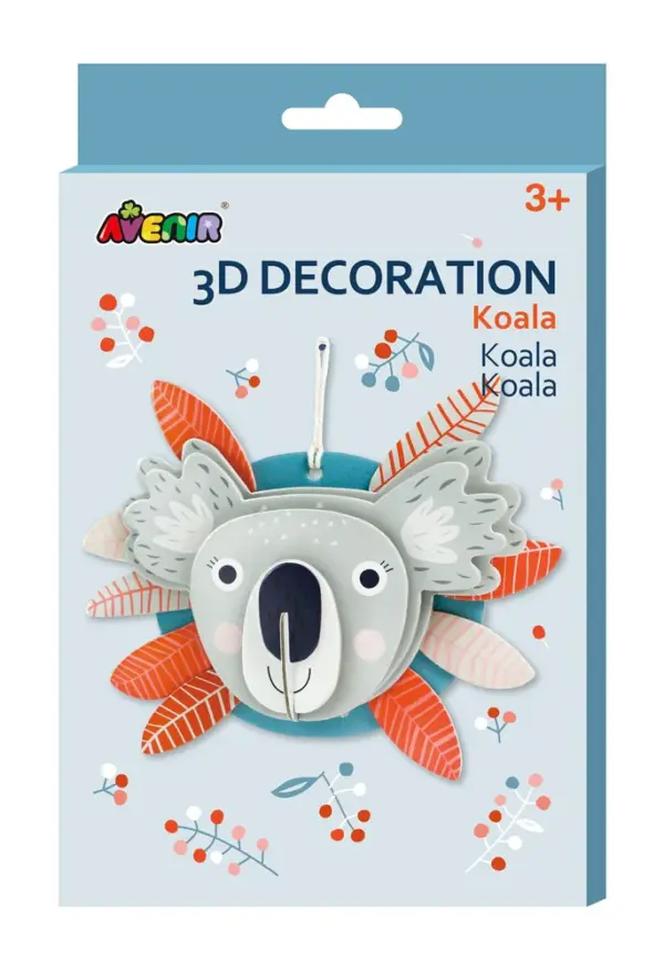 Avenir 3D Decoration – Koala Kit | Turn Your Wall into a Zoo! Create 3D Decorations with Pre-Cut Cardboard Puzzle Pieces | Thoughtful and Creative Gift Option for Kids 3+