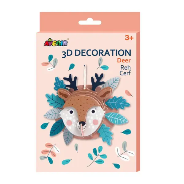 Avenir 3D Decoration – Deer Kit | Turn Your Wall into a Zoo! Create 3D Decorations with Pre-Cut Cardboard Puzzle Pieces | Thoughtful and Creative Gift Option for Kids 3+