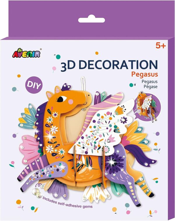 Avenir 3D Decoration – Pegasus Kit | Turn Your Wall into a Zoo! Create 3D Decorations with Pre-Cut Cardboard Puzzle Pieces | Thoughtful and Creative Gift Option for Kids 3+