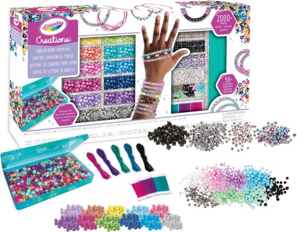 Crayola – Creations Personalized Bracelet Making Kit | Express Yourself with Over 2000 Beads and Accessories – Craft Up to 50+ Original and Colorful Bracelets | Alphabet Charms for Custom Messages – DIY Set for Girls Ages 8+