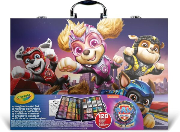 CRAYOLA – Paw Patrol Mighty Movie Painting Case, Creative Set with 128 Pieces, Felt Tip Pens, Crayons, Wax Pens, Creative Activity and Gift for Children, Ages 5 and Up