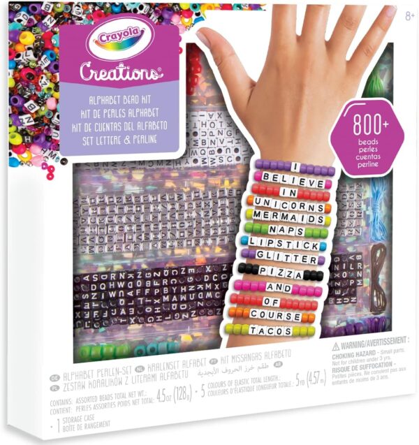 Crayola – Creations Personalized Bracelet Making Kit | Express Yourself with 800+ Beads and Accessories – Craft Up to 50+ Colorful Bracelets | Alphabet Charms for Custom Messages – DIY Set for Girls Ages 8+