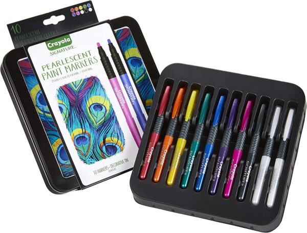 Crayola Pearlescent Paint Markers, Assorted Colors, Multi Surface, 10 Count