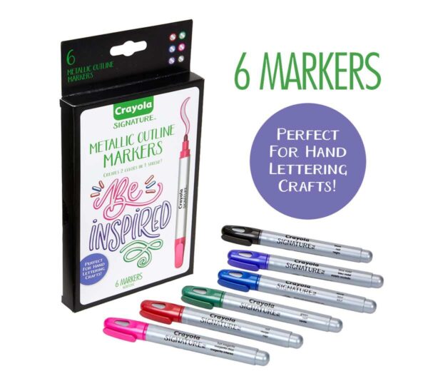 Crayola Signature Metallic Outline Paint Markers, 6 Count