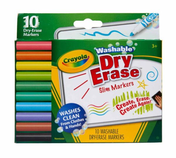 10 Ct Slim Dry-Erase Markers, Washable