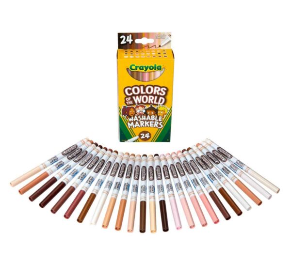 Crayola Colors of the World Fine Line Washable Skin Tone Markers, 24 Count