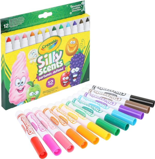 Crayola – Silly Scents Broad Line Scented Markers | 12-Pack with Matching Scents and Colors – Fragrant Art Tools for Kids’ Creativity – Washable Ink | Non-Toxic – Ideal for Ages 3+