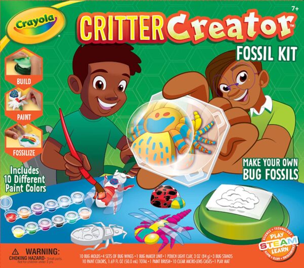 Crayola – Critter Creator – Fossil Kit | Metallic Clay Art Kit with Paint & Fossil Molds | STEM System, 7+ Yrs