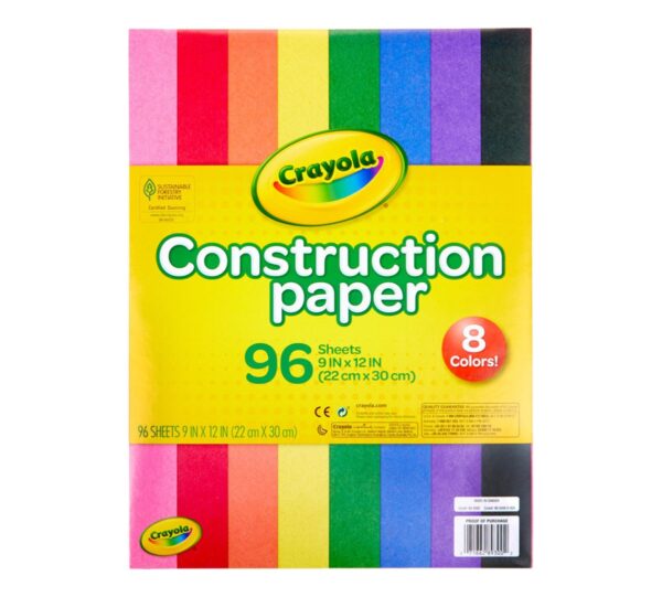 Crayola – Construction Paper, 96 Sheet 9 In x 12 in – Multicolour