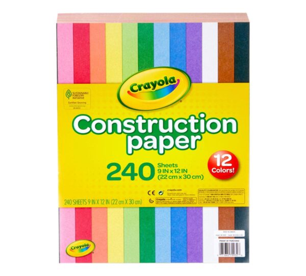 Crayola – Construction Paper, 240 Sheet 9 In x 12 in – Multicolour