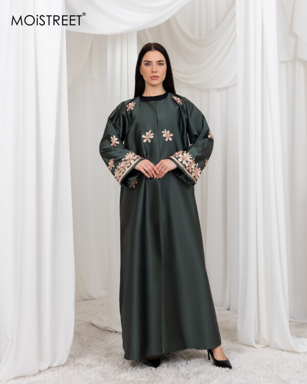 Victoria Satin Embroidery Abaya