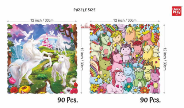 Unik Play – Go Crazy Jigsaw Puzzle | Attractive Cartoon Print Puzzle | 2 Puzzle Trays – Unicorn | Kids and Adults 6+