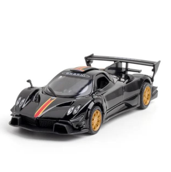 MSZ – Pagani ZONDA Revolucion – Black | Die-Cast Replica, Ultimate Collector’s Item, Hyper Cars | Interact with Doors & Hoods – Pull Back Collection with Lights & Sounds | Size – 1:32, For Kids 3+