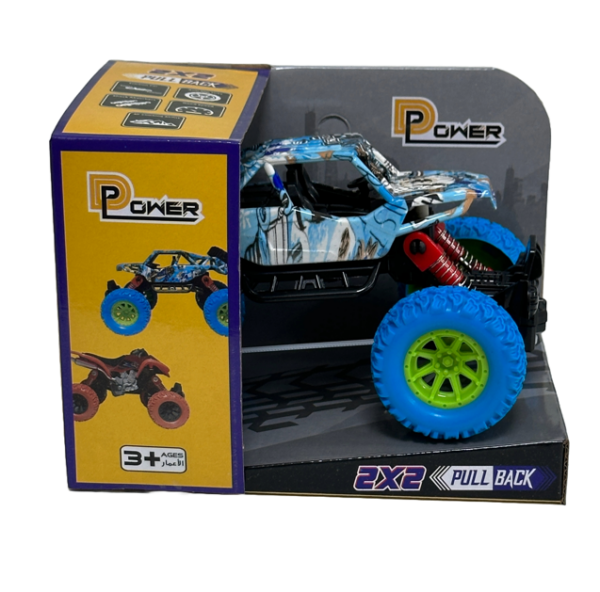 D-Power – Pullback Doodle Skeleton Stunt Car, Blue | No Batteries Needed, Fun for All Ages | 3+