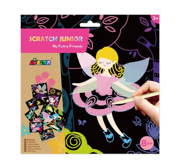 Avenir – Scratch Junior – My Fairy Friends | Multiple Pieces Included: Each kit includes 8 scratch pictures measuring 14.5x20cm | Ages 3+