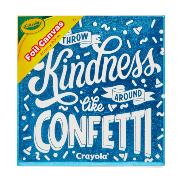 Crayola Foil CYO Canvas 20x20cm – Positivity | The theme of the coloring book promotes positivity and encourages children to embrace their unique qualities | Ages 3+