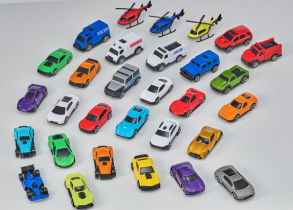 D-Power Diecast Cars Pack: 1:64 Scale Metal Alloy Die-cast Vehicles Collection with Storage Carrying Tub 30-Piece Multicolour | Built with a durable die-cast alloy body, these vehicles are designed, for playtime, ensuring long-lasting excitement for kids of all ages.