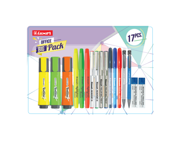 Luxor – Big Combo | Contains stationery set that includes a variety of writing and marking tools | Pack of 17