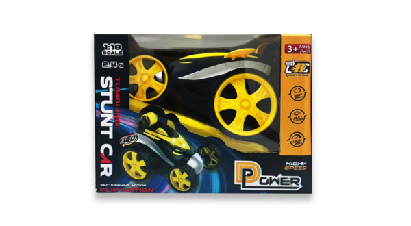 D-Power 1:18 2.4G R/C Mini Stunt Car 360 Degree Rolling Mini Tumbling Stunt Car – Yellow | Ideal for Ages 3+ up