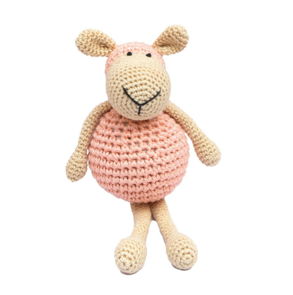 Happy Threads Handmade Crocheted Cheerful Sheep (5 inch) – Pink | Crochet Toys | Child Safe | for Babies 6 Months & Above | Dolls for Boys/Girls| For Birthday Gift | Decorative Items for Room