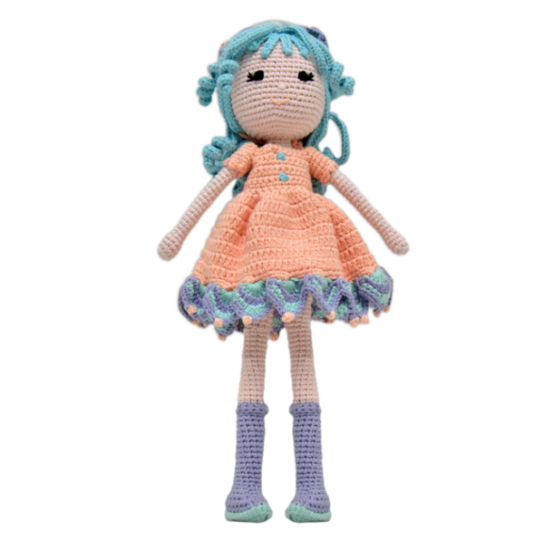 Happy Threads Handmade Crocheted Diana Whimsy Doll (15 inches) – Multicolour | Crochet Toys | Child Safe | for Babies 6 Months & Above | Dolls for Boys/Girls| For Birthday Gift | Decorative Items for Room